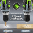 WORKPRO 20V Variable Speed Cordless Drill/Driver Kit 3/8”, 18+2 Torque Setting 2.0 Ah Li-ion Battery and 1 Hour Fast Charger