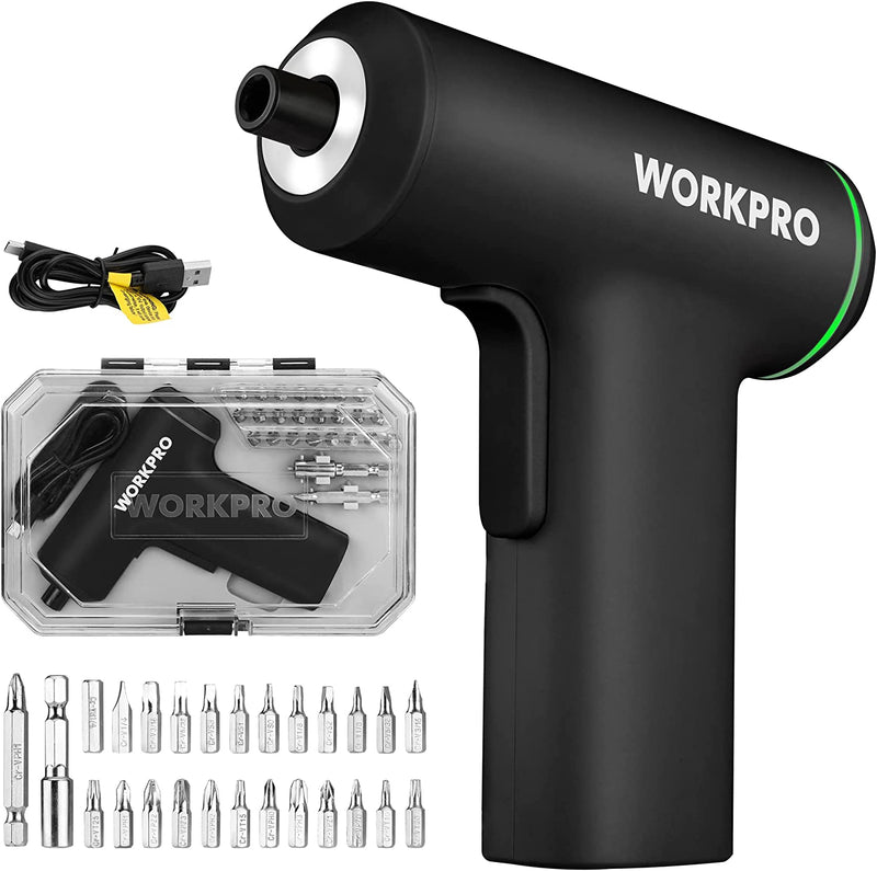 WORKPRO Electric Cordless 4V USB Rechargeable Lithium-ion Battery Screwdriver Set