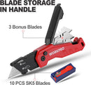 WORKPRO Folding Utility Knife, Quick Change Box Cutte 13 Extra Blades Included