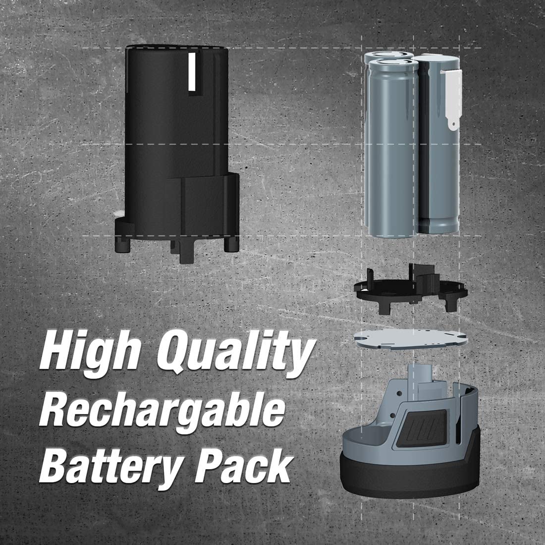 WORKPRO 12V lithium-ion battery pack, multi-angle views with base mount