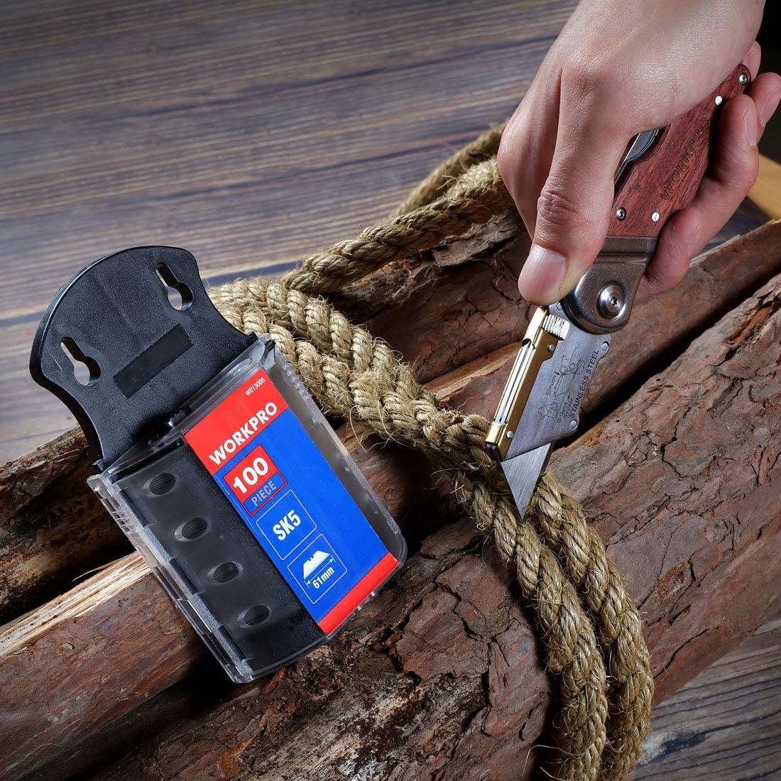 WORKPRO Folding Utility Knife Wood Handle Heavy Duty Cutter with innovation, quality, durable stainless frame