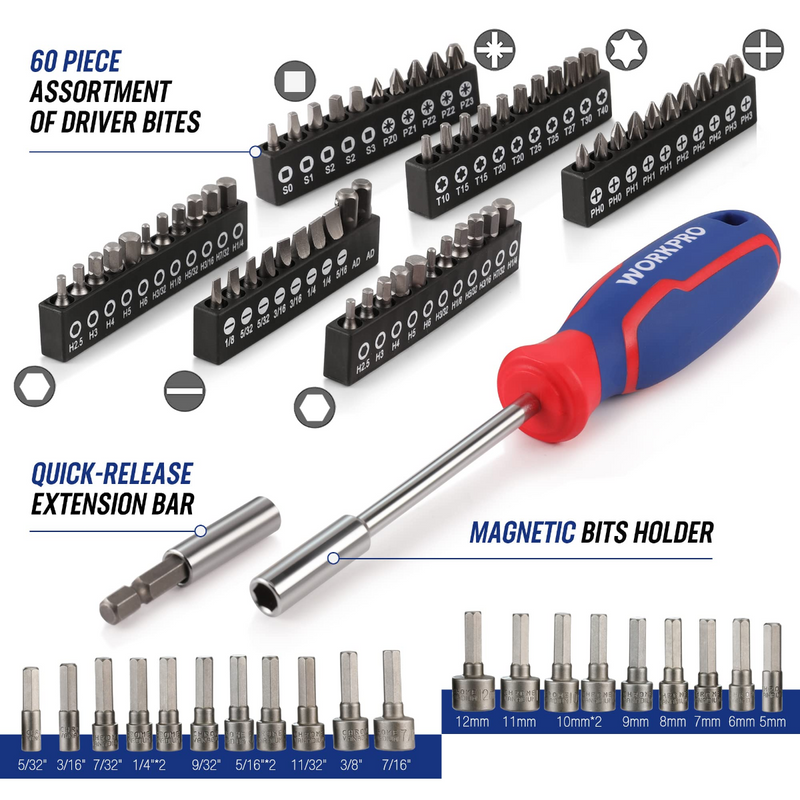 WORKPRO Mechanic Tool Set, 192 Pcs Socket Wrench Set with Storage Case