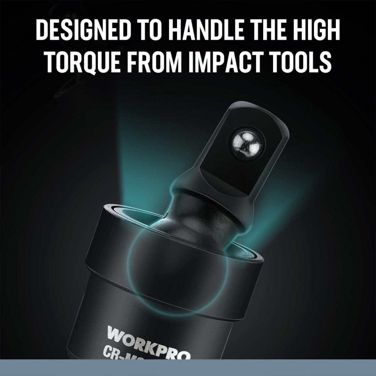 Black impact universal joint socket, compact swivel drive tool