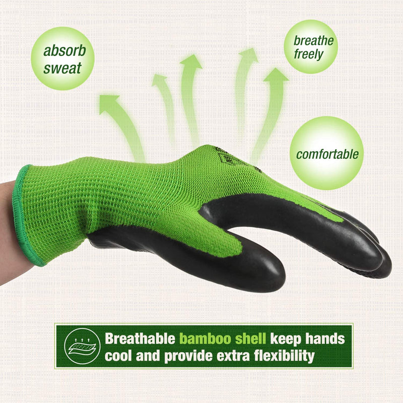 WORKPRO 2 Pairs Garden Working Gloves with Eco Latex Palm Coated and Touchscreen for Weeding, Digging, Raking and Pruning