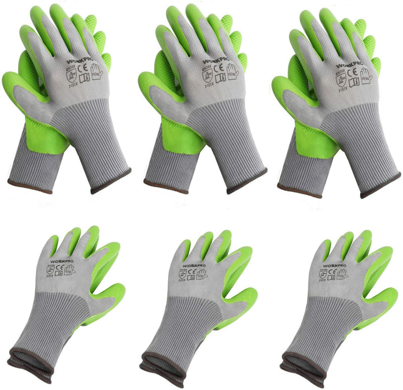 WORKPRO 6 Pairs Garden Work Gloves with Eco Latex Palm Coated