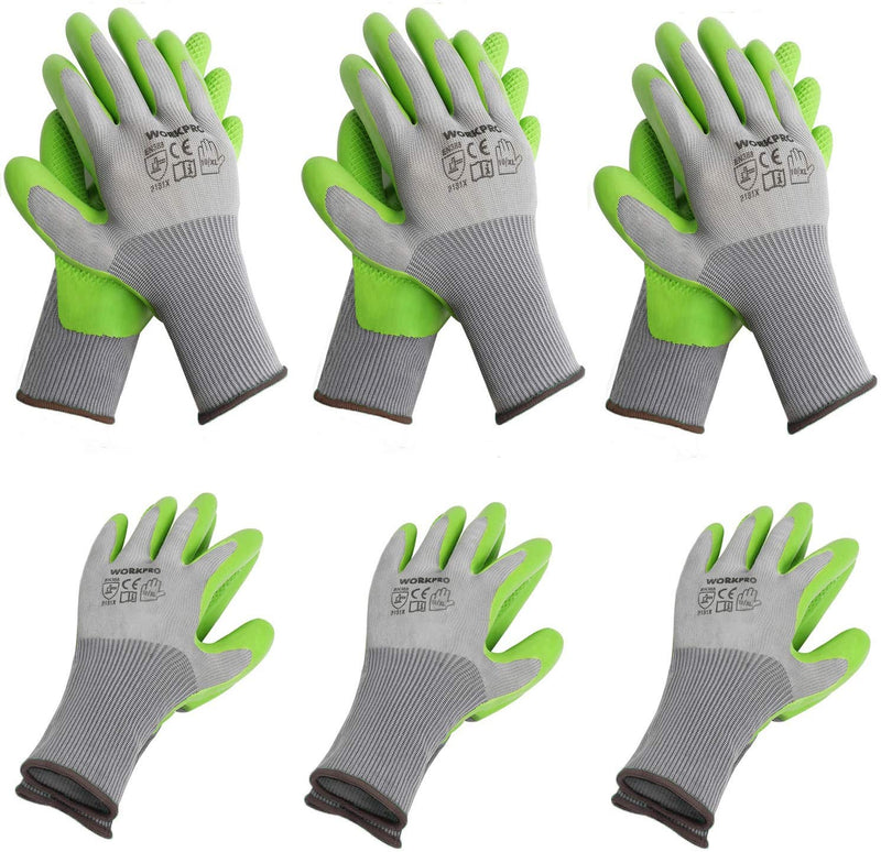 work power handschuhe WORKPRO 6 Pairs Garden Work Gloves with Eco Latex Palm Coated