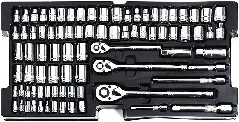 WORKPRO 408 Pcs Mechanics Tool Set with 3-Drawer Heavy Duty Metal Box