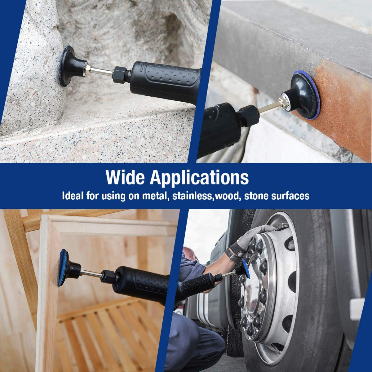 2-inch sanding discs on a power tool and grinder for metal and wood surfaces