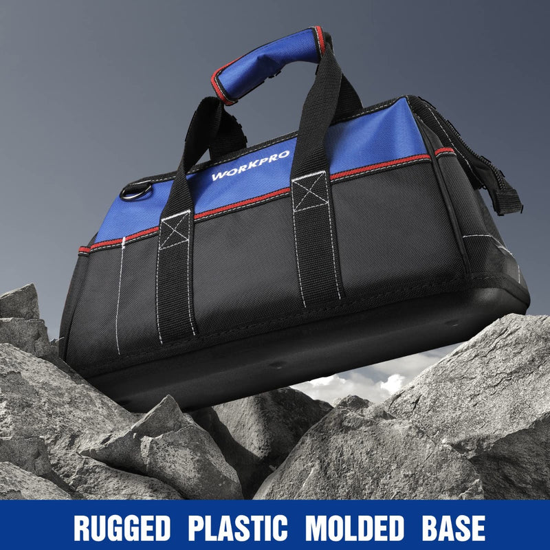 WORKPRO 16-inch Wide Mouth Tool Bag, Heavy Duty Cloth Tool Storage Ba
