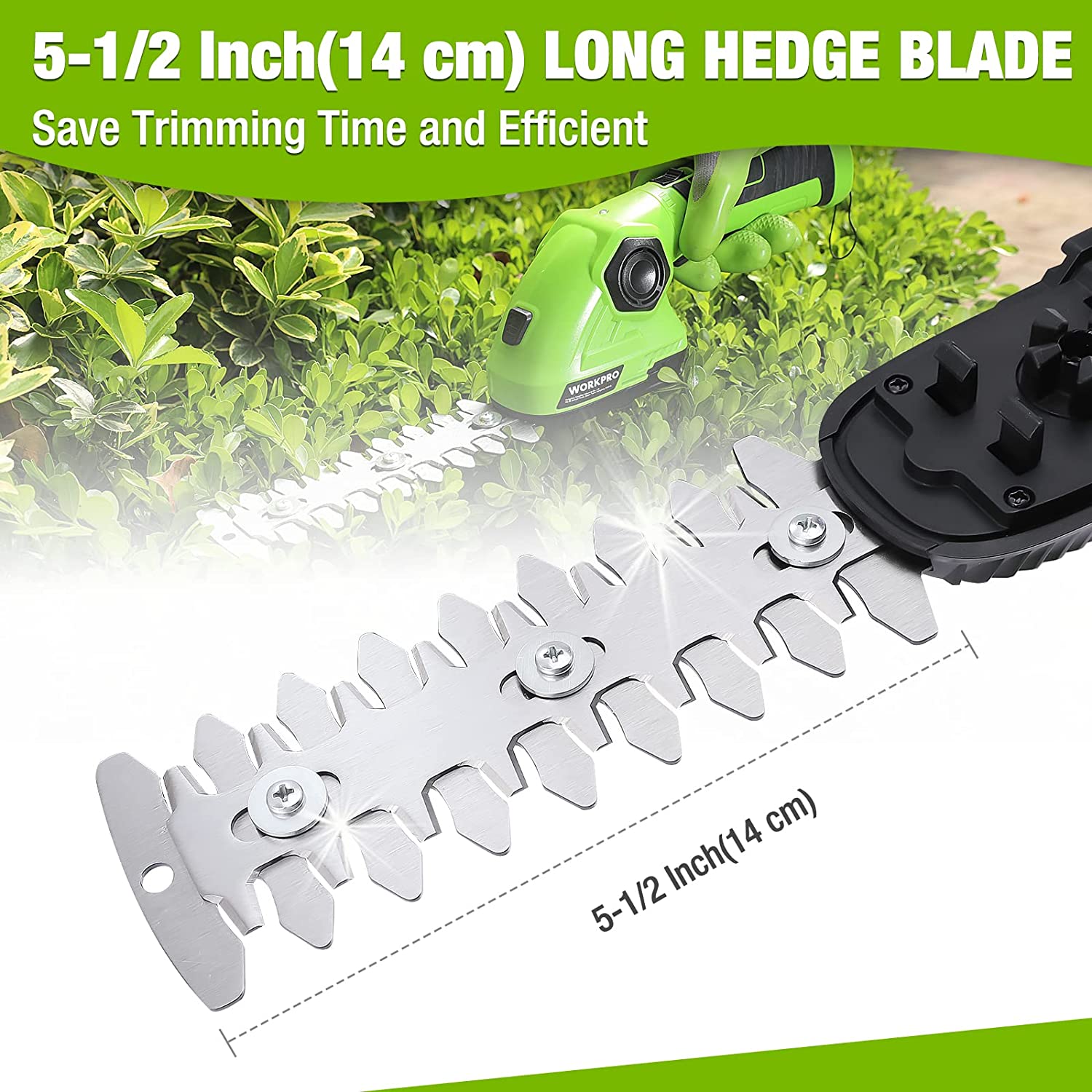 Long white metal hedge blade attachment for cordless trimmer, 5-1/2 in length