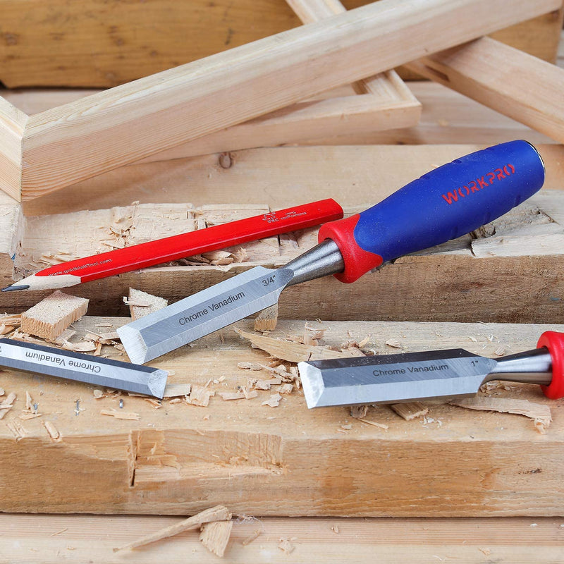 WORKPRO 3 Pcs Wood Chisel Se for Woodworking, Carving