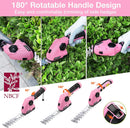 WORKPRO Pink 2 in 1 Handheld Hedge Trimmer 7.2V Electric Grass Trimmer/Hedge Shears - Pink Ribbon