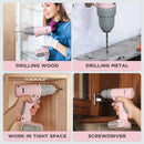 WORKPRO 12V Cordless Drill Driver Set with 6 Pcs Bits, 3/8-Inch Keyless Chuck, Variable Speed, 18 Touque Setting - Pink Ribbon