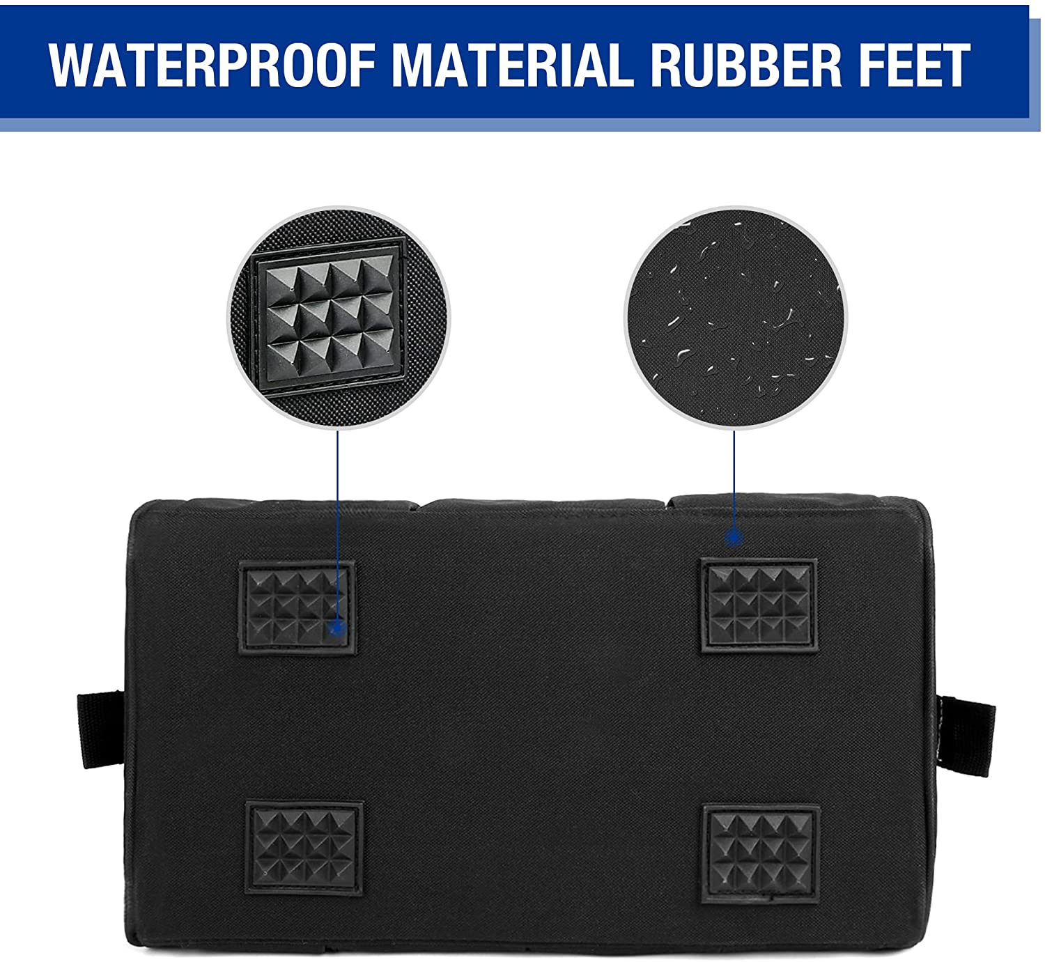 Black tool bag base with rubber feet, textured panels, and secure edge reinforcement