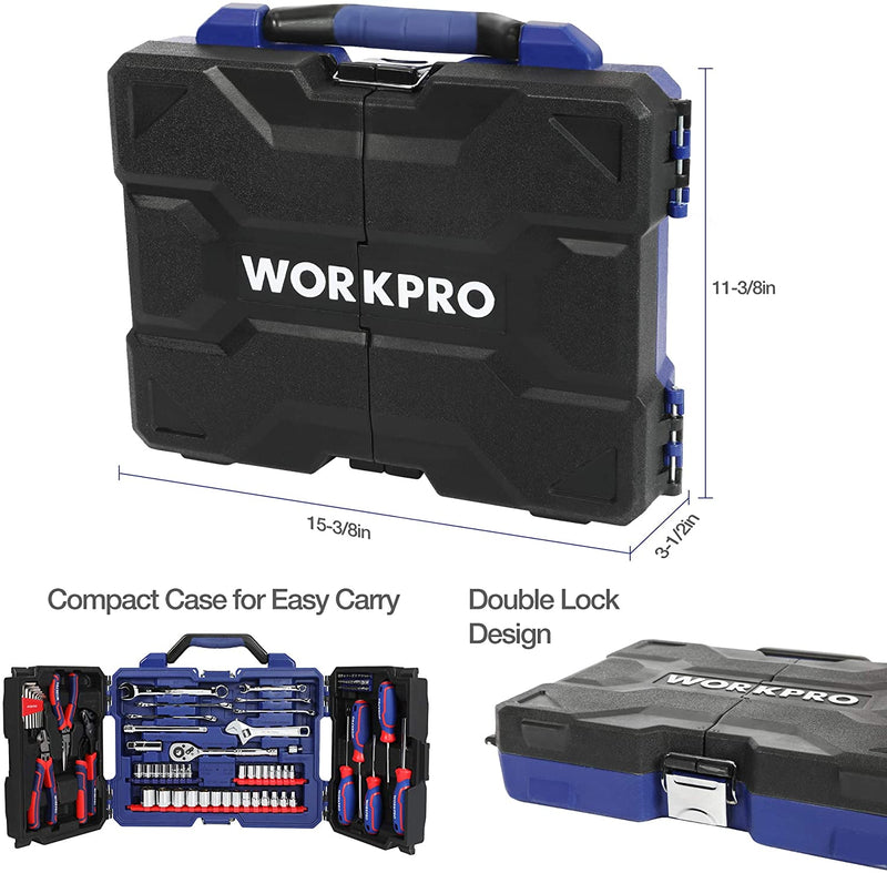 WORKPRO 87 Pcs  Mechanics Tool Set, Hand Tools Kit with Storage Tool Box