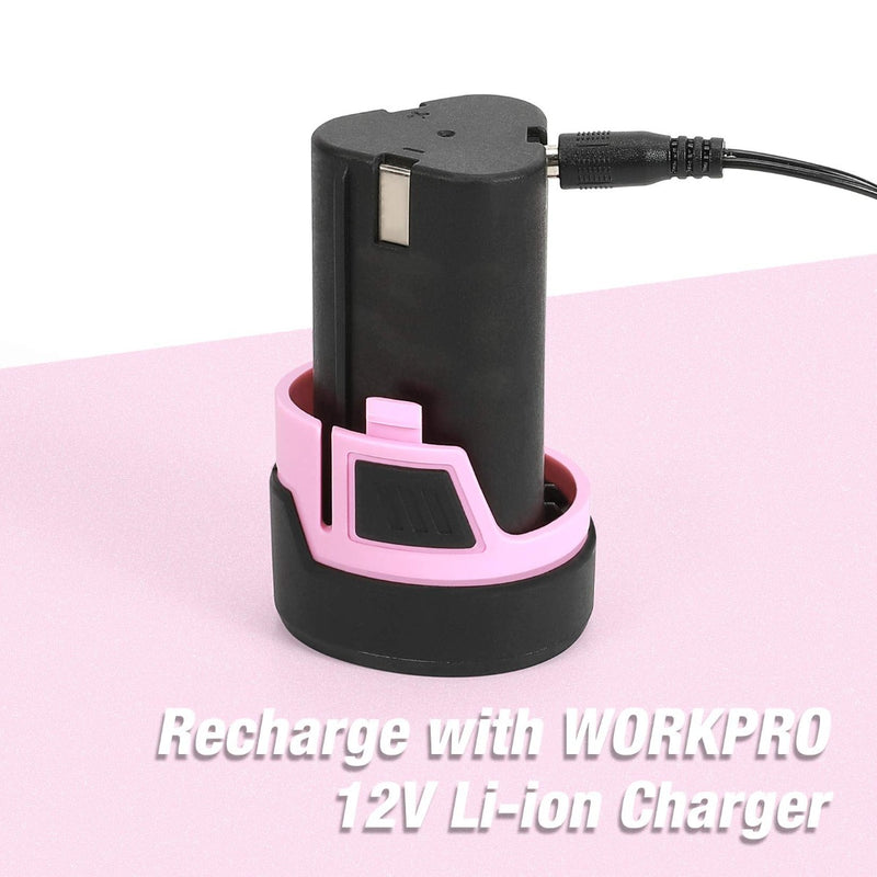 WORKPRO 12V Lithium-ion Replacement Battery for 12V Pink Cordless Drill Driver