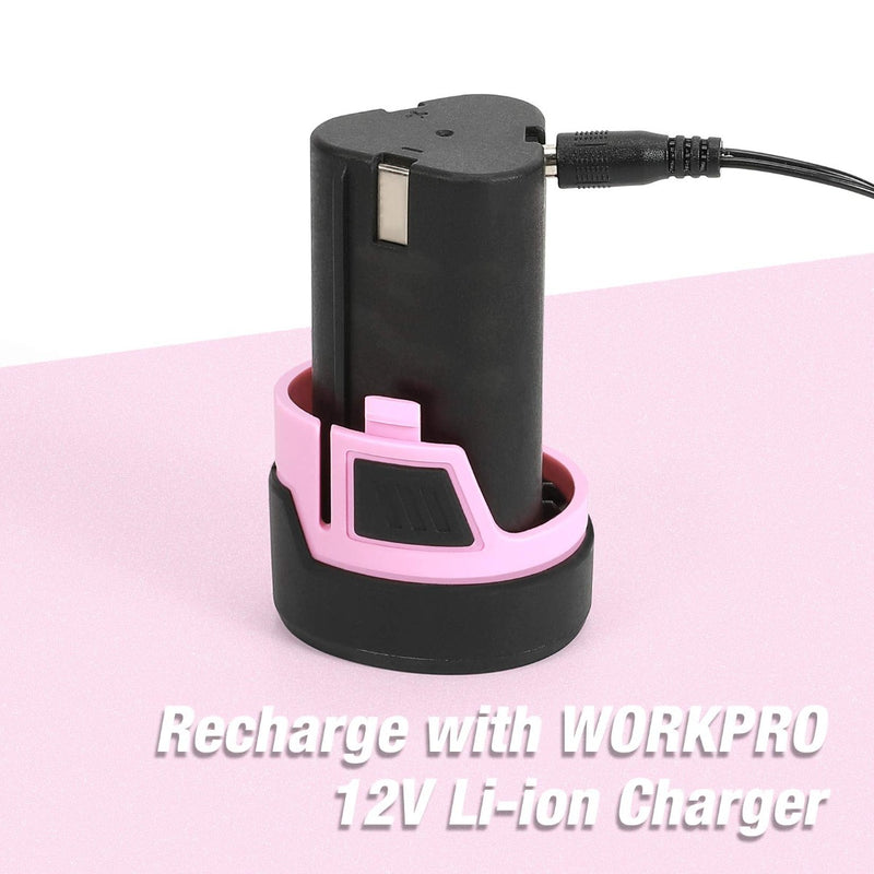 WORKPRO 12V Lithium-ion Replacement Battery for 12V Pink Cordless Dri