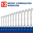 WORKPRO 12 Pcs Metric 8-19mm, Premium Cr-V Combination Wrench Set