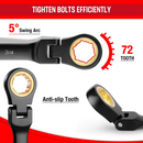 WORKPRO 8 Pcs Ratcheting Combination Flex-Head Anti-Slip Wrench Set