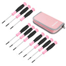WORKPRO 10 Pcs Precision Screwdriver Set with Pink Pouch, Phillips, Slotted, Torx Star, Magnetic Tip Small Screwdriver Repair Kit - Pink Ribbon