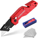 WORKPRO Folding Utility Knife Lightweight Nylon Handle Utility Cutter with 10-piece Extra Blades