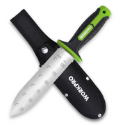 WORKPRO garden knife with black oxford sheath and green handle, 7 in stainless blade