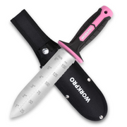 WORKPRO garden knife with black oxford sheath and pink handle, 7 in stainless blade