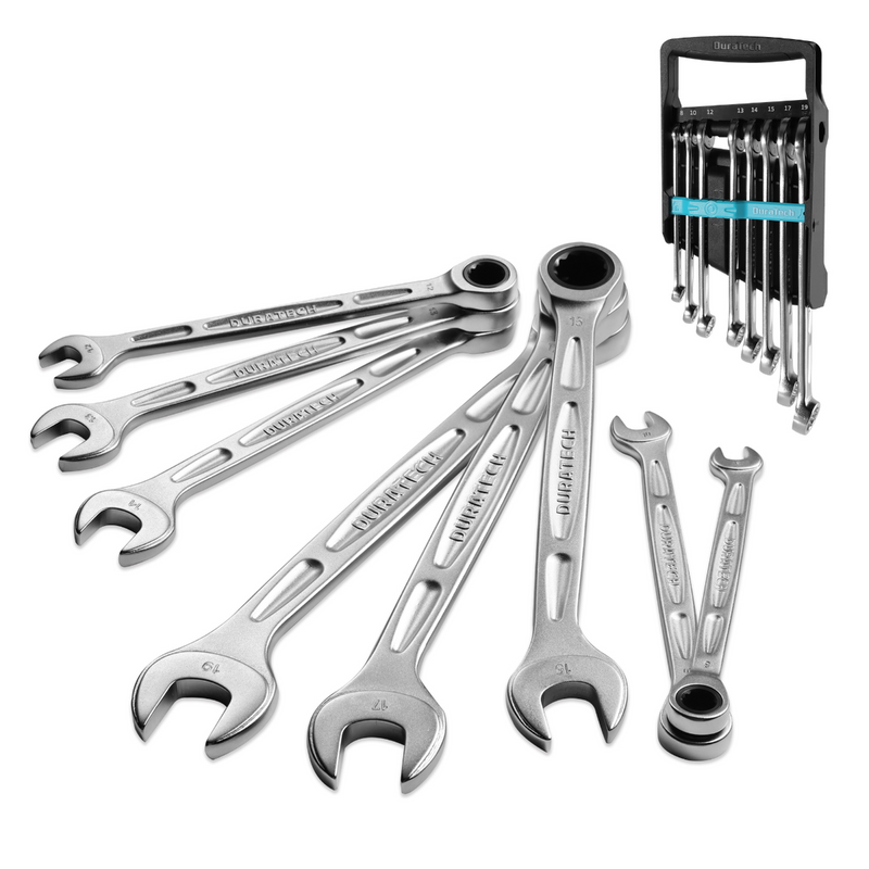 DURATECH 8-Piece Combination Ratchet Wrenches Set, SAE/Metric