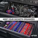 WORKPRO Magnetic Receptacle Organizer Set of 6 Includes 1/4", 3/8", 1/2" Drive Metric SAE Receptacle Tray, Holds 141 Standard Sizes