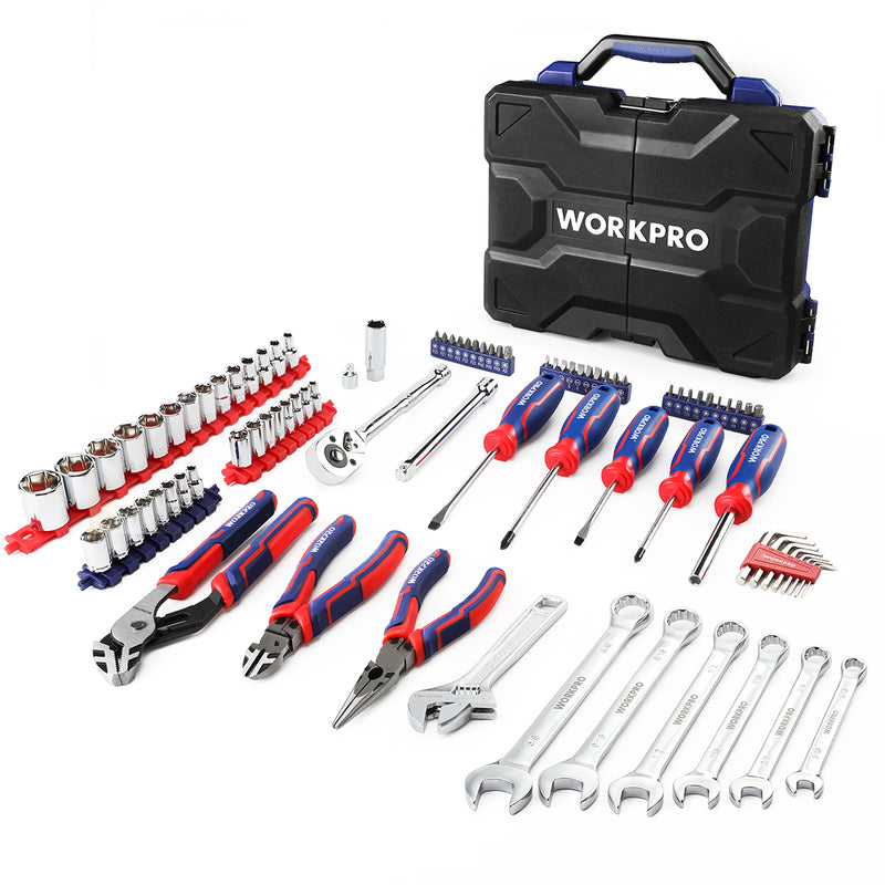 WORKPRO 87-piece Mechanics Tool Set, Hand Tools Kit with Storage Tool