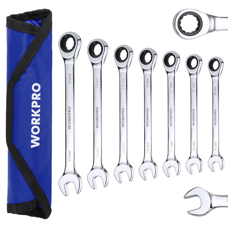 WORKPRO 7-Piece Ratcheting Combination Wrench Set