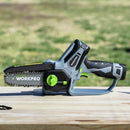 WORKPRO Mini Chainsaw, 6.3“ Cordless Electric Compact Chain Saw with 2 Batteries, Replacement Guide Bar and Chain