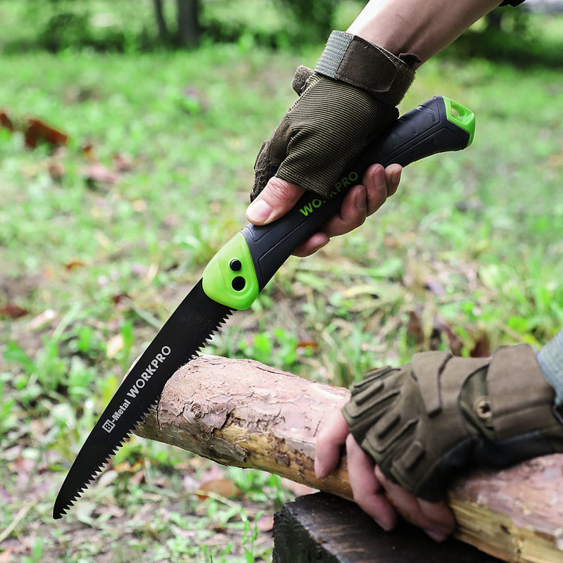 WORKPRO Folding Saw Compact Hand Pruning Saw with 7 Inch Blade Push Button Lock