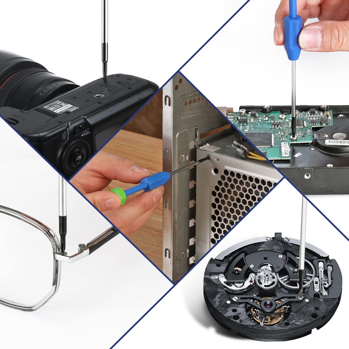 Precision screwdriver inserting into a computer device opening for repairs