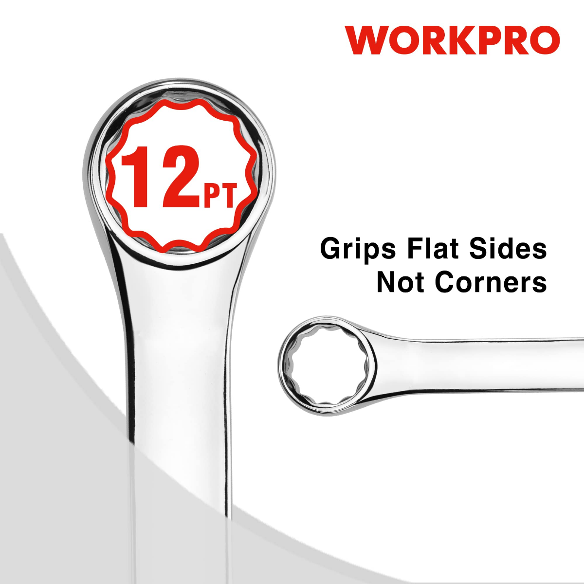 12-point combination wrench with flat-sided grip feature