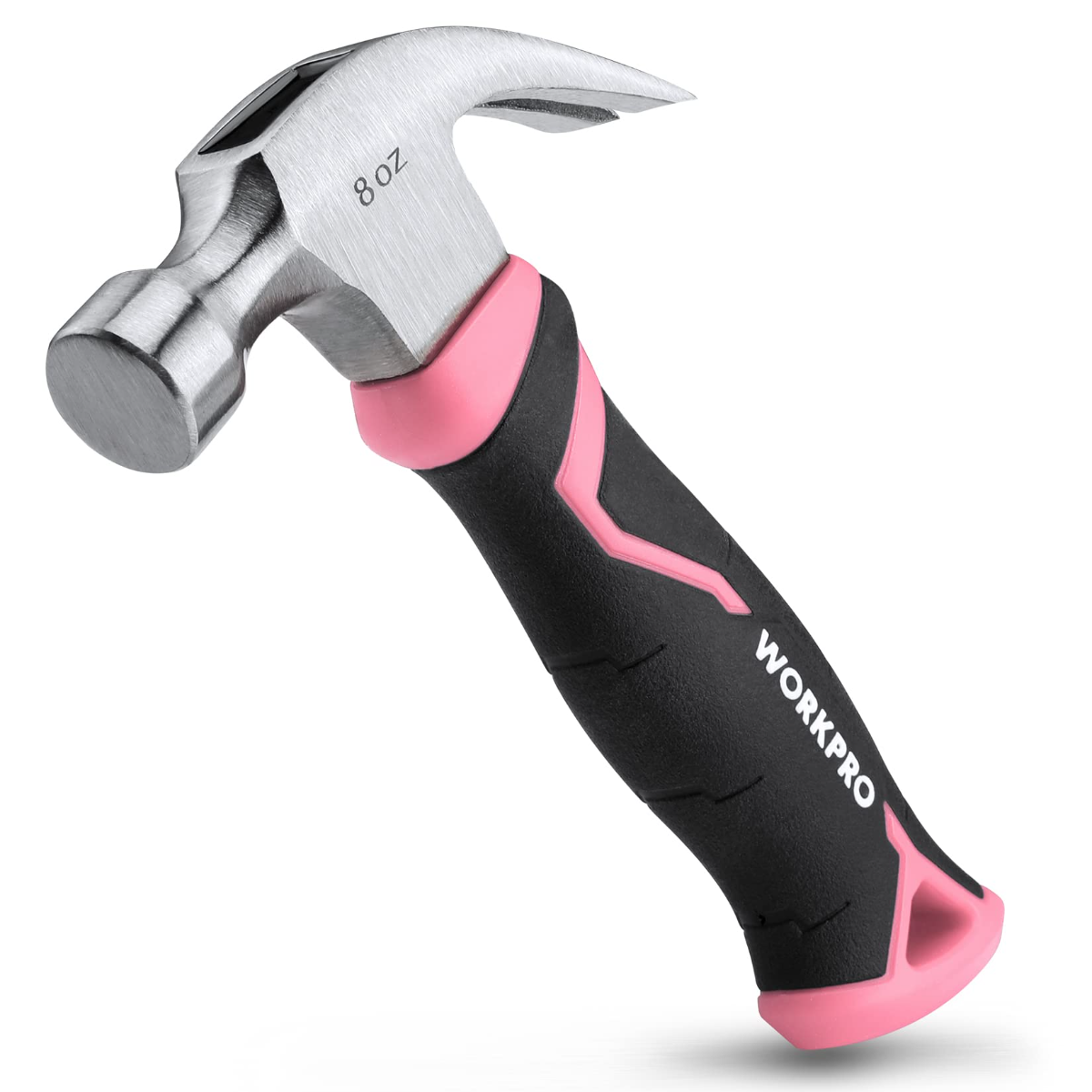 WORKPRO 8 oz Claw Hammer with Fiberglass Handle - Pink Ribbon
