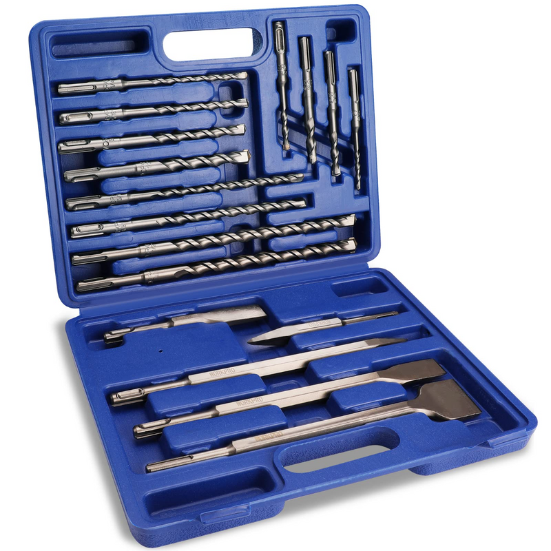 WORKPRO 17 Pcs SDS Plus Rotary Hammer Drill Bits and Chisel Set