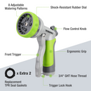 WORKPRO Garden High Pressure Water Hose Nozzle Sprayer with 8 Adjustable Watering Patterns & Thumb Control Design