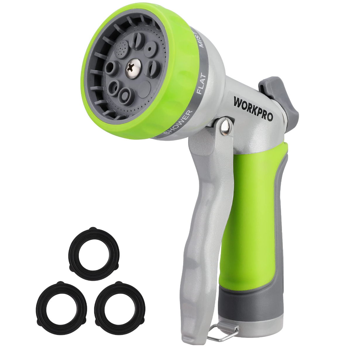 WORKPRO Garden High Pressure Water Hose Nozzle Sprayer with 8 Adjustable Watering Patterns & Thumb Control Design