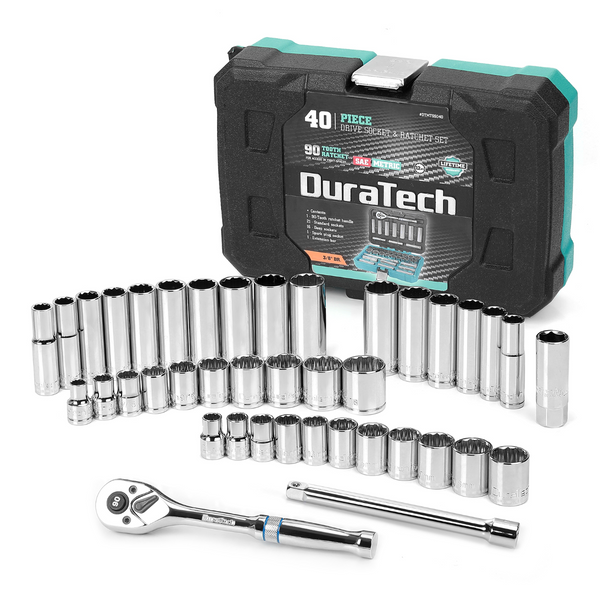 DURATECH 40-Piece 3/8" Drive Socket Set SAE & Metric