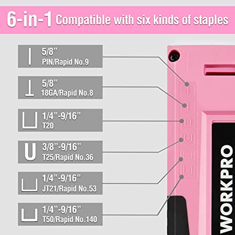WORKPRO 12V Cordless Drill Driver Kit & 103 Pcs Pink Tool Kit & 8 Pcs Magnetic Screwdrivers Set & 6-in-1 Staple Gun