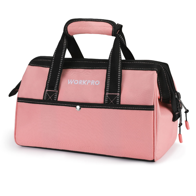 WORKPRO 13-Inch Tool Bag, Pink Soft Cloth Tool Storage Bags - Pink Ribbon