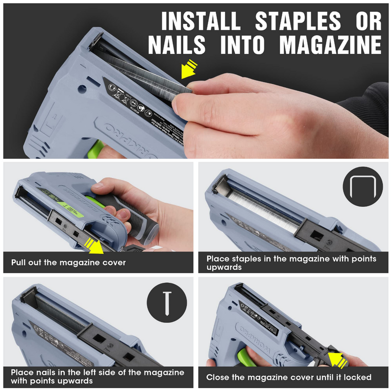 WORKPRO 3.6V 2.0Ah Battery Powered Electric Cordless 2-in-1 Staple and
