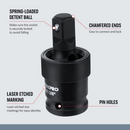 WORKPRO 3 Piece-1/2", 3/8" Impact Universal Joint Set, 1/4"Inch Drive Swivel Socket Set