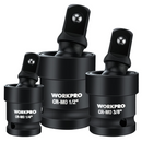 WORKPRO 3 Piece-1/2", 3/8" Impact Universal Joint Set, 1/4"Inch Drive Swivel Socket Set