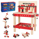 WORKPRO 24 Pcs/43 Pcs/70 Pcs Wooden Building Toy Tool Kit, Great Gift for Toddlers 3+