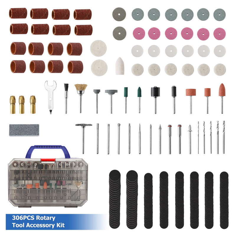 WORKPRO 306PCS Rotary Tool Accessories Kit, Fits Dremel Rotary Tool, 1/8  Shanks DIY Universal Fitment for Easy Cutting, Sanding, Grinding, Carving