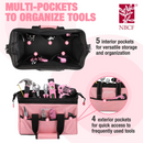 WORKPRO 13-Inch Tool Bag, Pink Soft Cloth Tool Storage Bags - Pink Ribbon